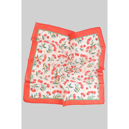 SHEER CHERRY PRINT SQUARE SCARF