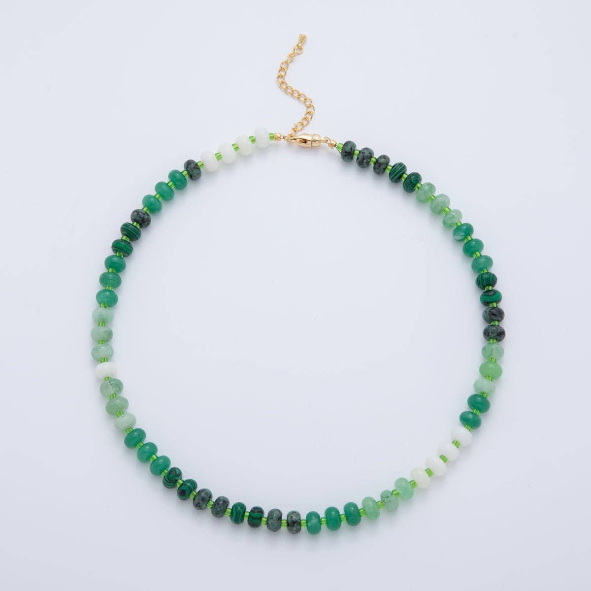 18K Gold Filled Splashed Earth & Sky Toned Color Colorful Gemstone Beaded Necklace 17.3 Inch with Extender | WA3302 - WA3315
