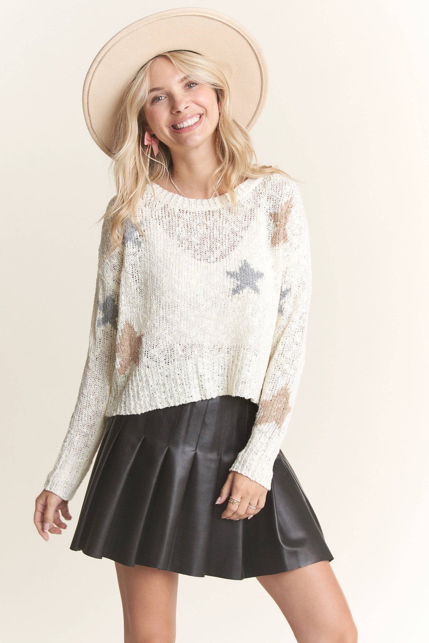 LESW3732- STAR LIGHTWEIGHT SWEATER TOP