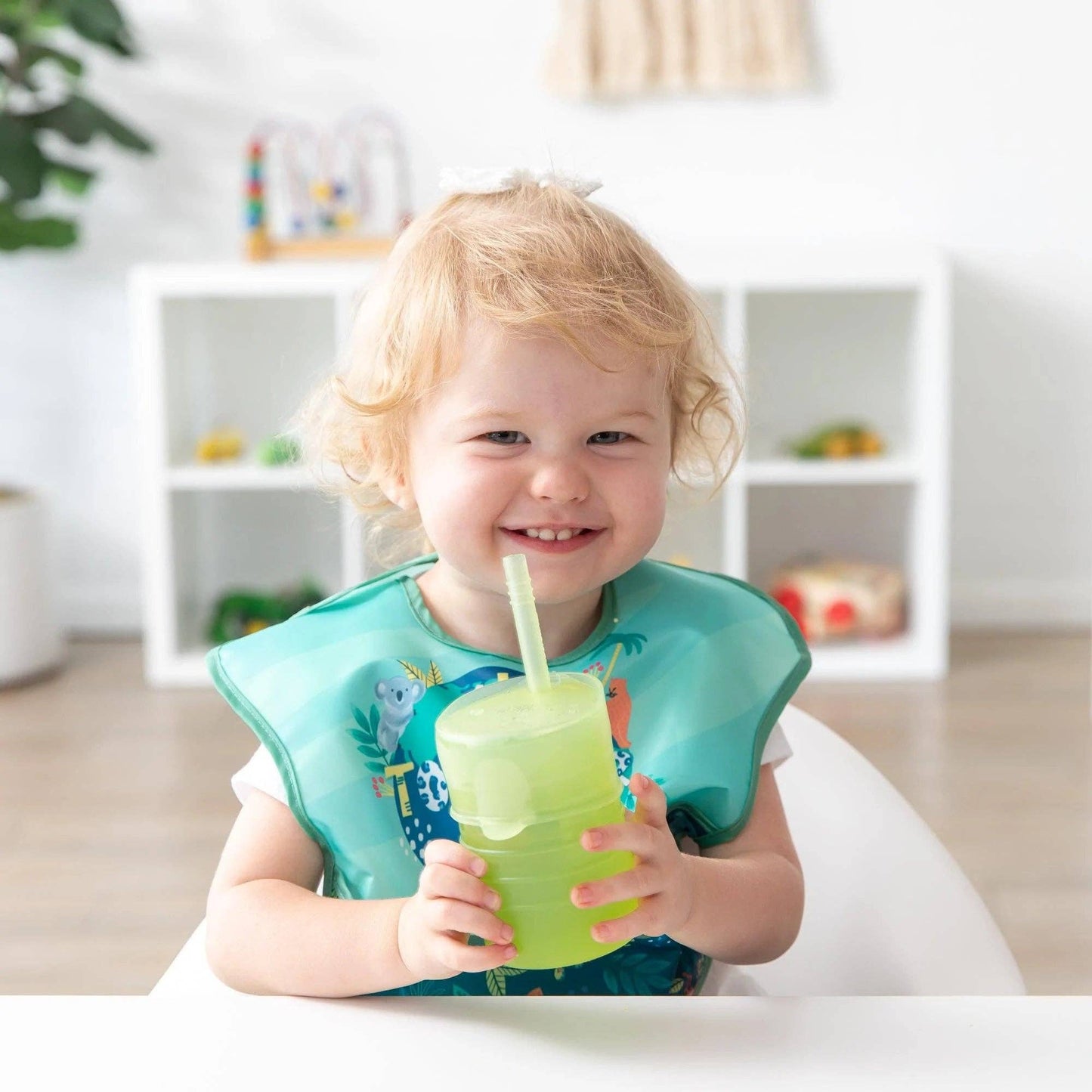 Silicone Straw Cup with Lid: Sage