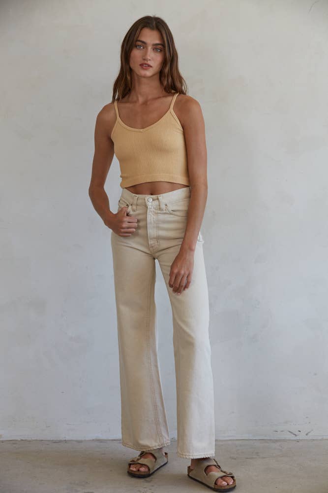 S1072 | Knit Ribbed Seamless UV Neck Brami