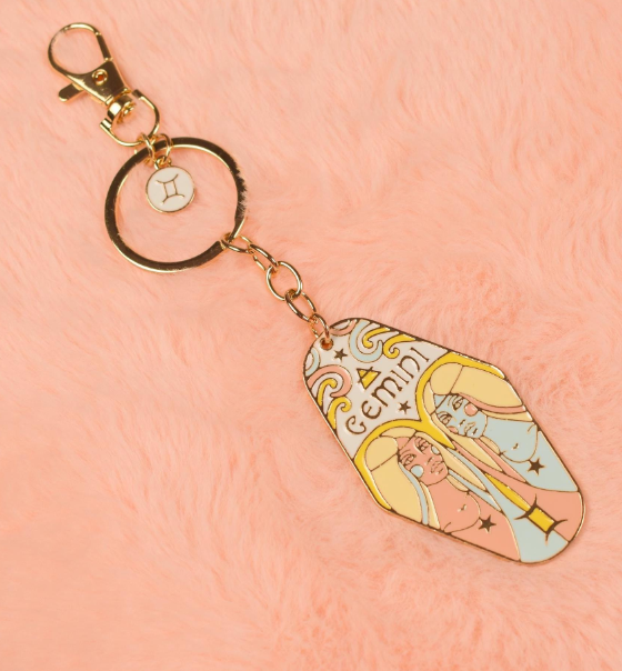 gemini metal + enamel keychain