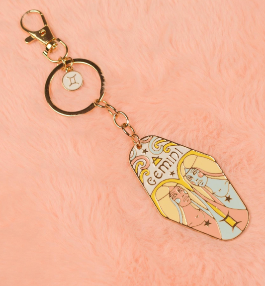 gemini metal + enamel keychain