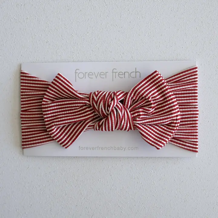 Bamboo Bow Headwrap Peppermint Stripe Ribbed