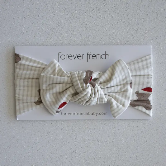 Bamboo Bow Headwrap Santa Teddy