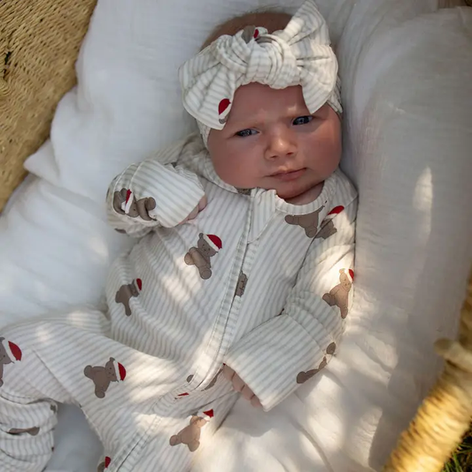 Bamboo 2 Way Zip Pjs Santa Teddy