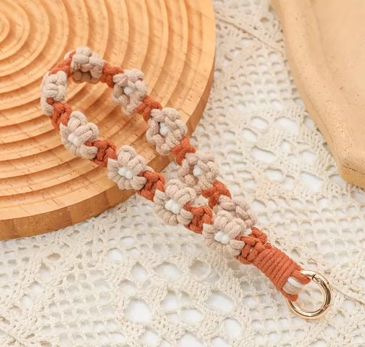 knotted flower bag charm/key chain