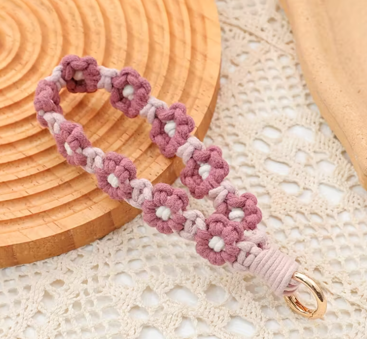 knotted flower bag charm/key chain