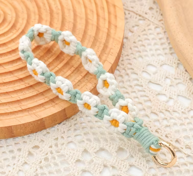knotted flower bag charm/key chain